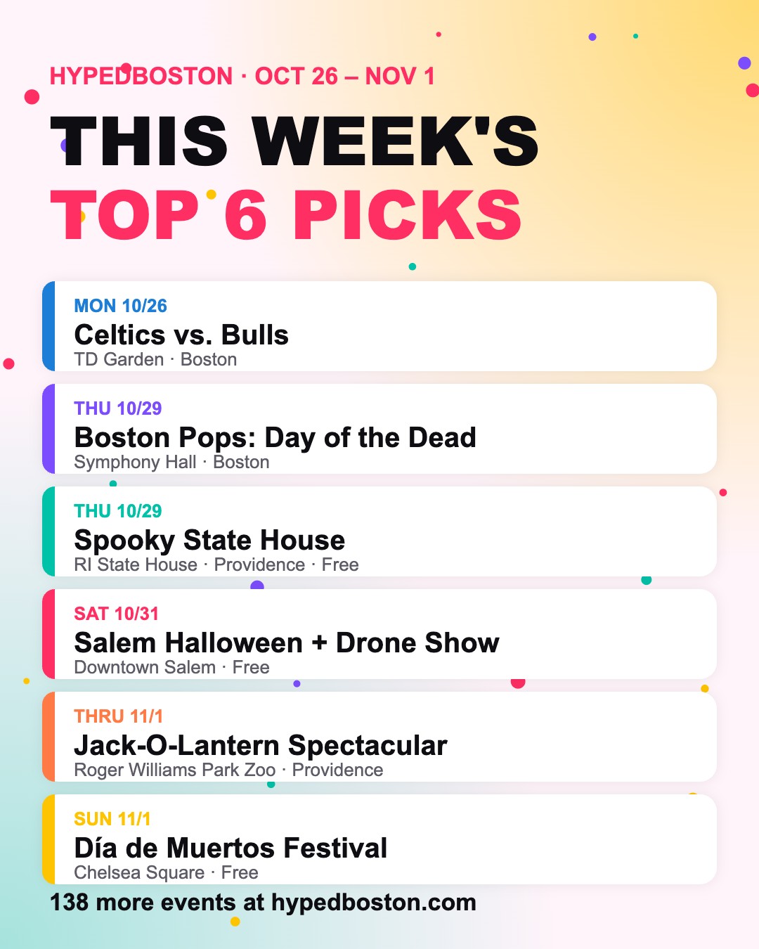 This Week’s Top 6 Things to Do in Boston & RI (Oct 26 – Nov 1)